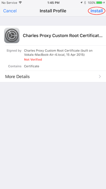 API Charles Verified Certificate